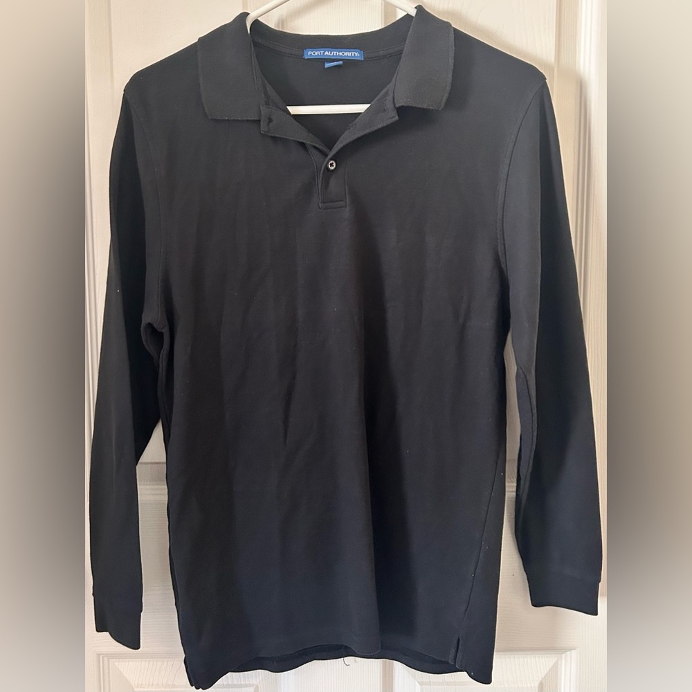 Boys Black Long Sleeve Polo